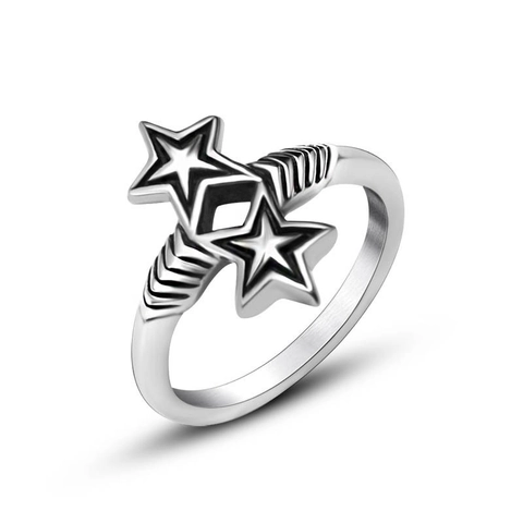 Anello Stelle In Acciaio Al Titanio Vintage Texture Ala Gioielli Da Dito Lucidati Per Uomini Donne Novità Stile Retrò