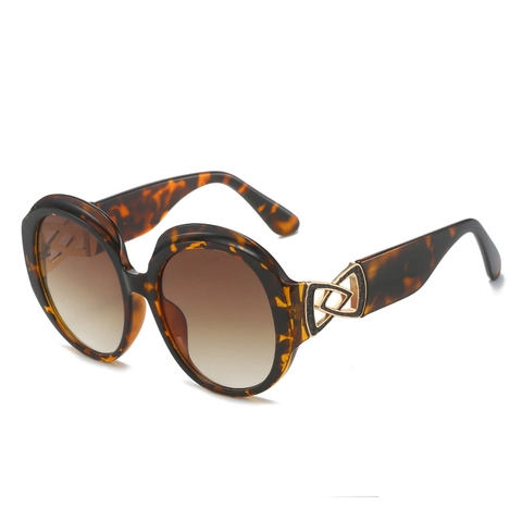 Occhiali Da Sole Rotondi Oversize Montatura PC UV400 Lenti Sfumate Cerniera Metallica Geometrica Moda Donna