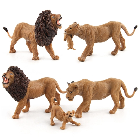 Figure Modello Famiglia Leoni Realistiche Giocattolo Educativo Fauna Selvatica Statuette PVC Solido Ornamento
