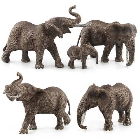 Realistic African Elephant Animal Model Solid PVC Educational Figurines Toy Family Realistic Skin Texture For Kids