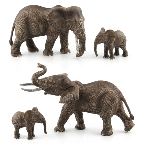 Realistic African Elephant Animal Model Solid PVC Educational Figurines Toy Family Realistic Skin Texture For Kids