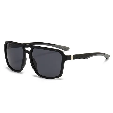 Square Frame Sunglasses For Men UV400 PC Lens Double Bridge Outdoor Cycling Driving Sports Retro Fashionable Eyewear