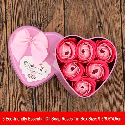 Coffret Cadeau Fleurs Rose Savon En Coeur Avec Ours Peluche Fer Blanc Huile Essentielle Romantique Mariage Saint Valentin Cadeau