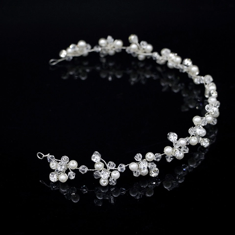 Handgemachtes Braut Stirnband Mit Künstlicher Künstliche Perle Kristall Strass Blumencluster Hochzeit Elegante Haarrebe Für Damen