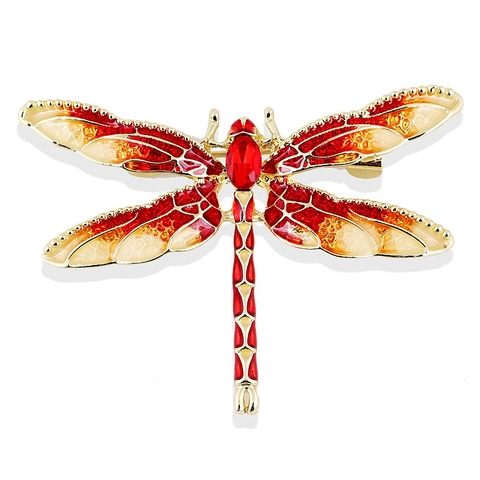 Broche De Libélula Pin Aleación Esmalte Aceite Goteo Diamantes De Imitación Cristal Insecto Animal Joyería Vintage Mujer Hombre