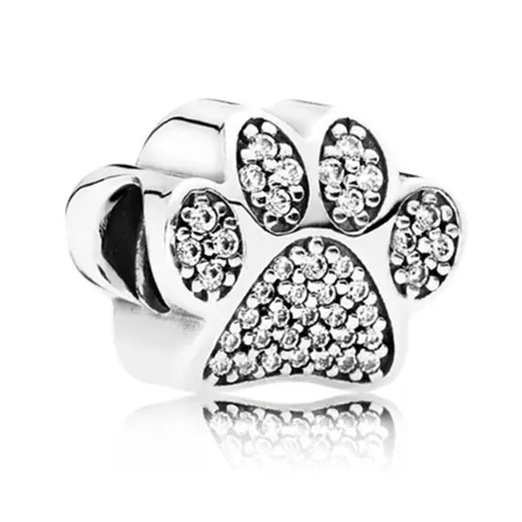 Perlina Pendente Impronta Di Zampa Lega Strass Impronta Animale Foro Grande Per Gioielli Fai Da Te Bracciale Collana Carino