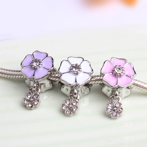 Ciondolo A Fiore Lega Smalto Con Strass Per DIY Braccialetto Accessorio Per Gioielli Da Donna