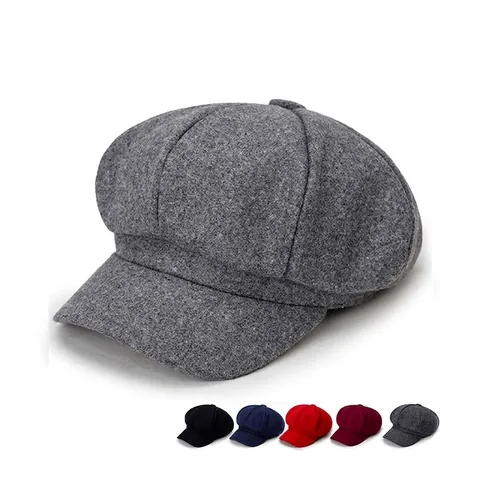 Gorra De Vendedor De Periódicos Para Mujer Mezcla De Lana Sombrero Octogonal Vintage Otoño Invierno Cálido Para Niñas