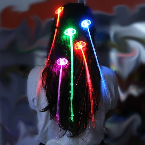 Trenza de Pelo de Fibra Óptica LED Brillante Pinzas para el Pelo Mariposa Navidad Santa Fiesta Accesorios para el Pelo Juguetes Novedosos para Niños