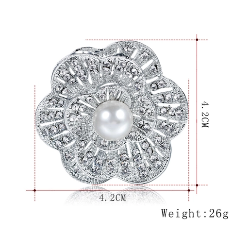 Spilla A Fiore In Lega Cava Con Perla Artificial Bianca E Strass Per Accessori Abbigliamento Donna Eleganza Matrimonio Festa
