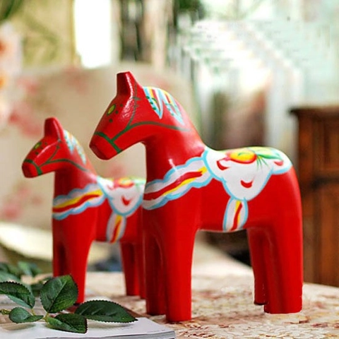 Estatuas De Caballo Dala Sueco Pintadas A Mano Madera Adornos De Elefante Estilo Nórdico Decoración Hogar Arte Popular