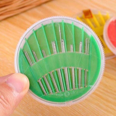 Agujas De Coser A Mano Con Estuche Giratorio Redondo De Plástico Para Remiendo Del Hogar Y Manualidades De Bricolaje Herramienta