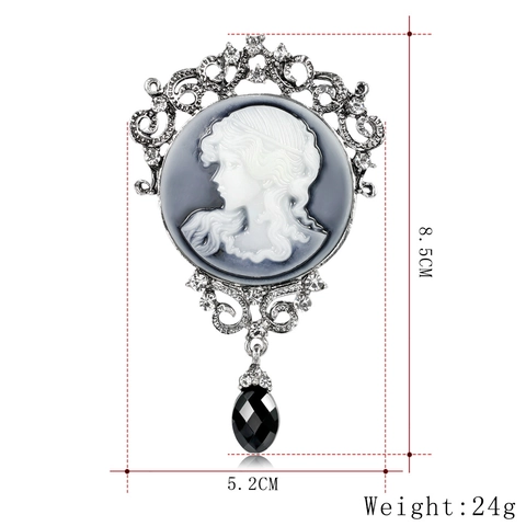Spilla Cameo Vittoriana Vintage Lega Argento Strass Ritratto Regina Pendente Retro Barocco Gioielli Per Donna