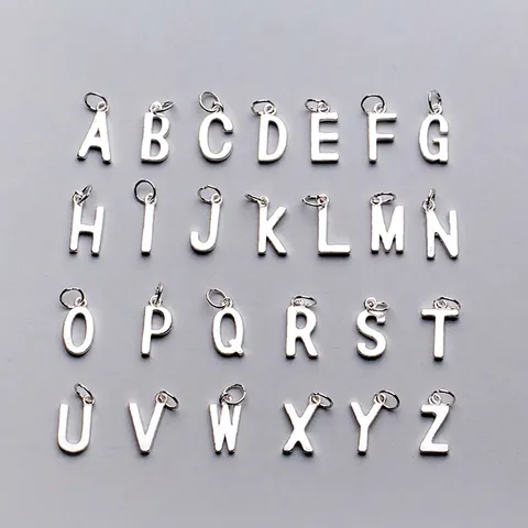 Ciondoli Lettera Alfabeto Inglese 26 in Argento Sterling S925 per Creazione Gioielli Fai da Te Accessori Bracciale Collana