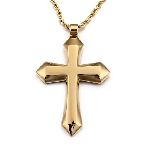 Cross Pendant Necklace Stainless Steel Titanium Steel Polished Punk Hip Hop Jewelry For Men Women