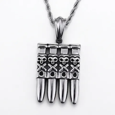 Pendente Proiettile Teschio Gotico Acciaio Inossidabile Gioielli Punk Rock Da Uomo Stile Biker Hip Hop