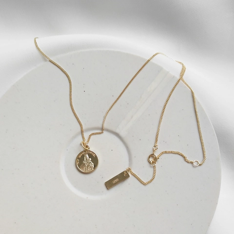 925 Sterling Silber Jungfrau Maria Münze Anhänger Halskette 18K Vergoldet Religiöse Retro Runde Platte Schlüsselbeinkette Für Frauen