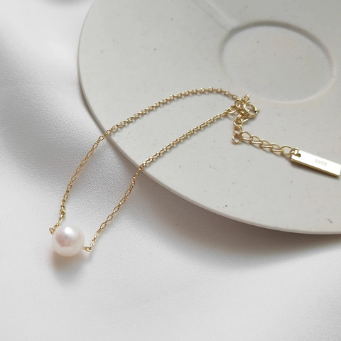 Bracciale Con Süßwasserperle D'Acqua Dolce Argento Sterling 925 Placcato Oro 18K Catena Sottile Minimalista Gioielli Da Donna