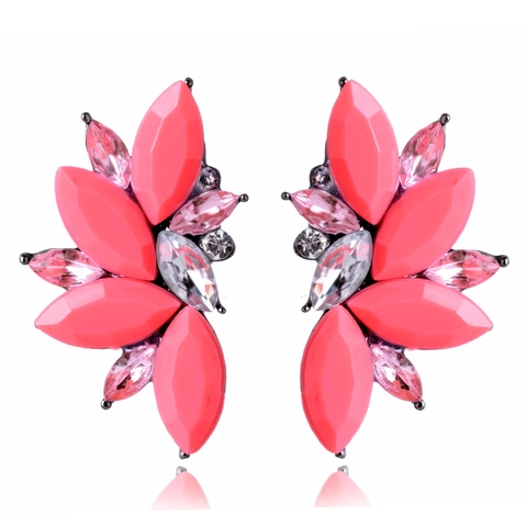 Marquise Cut Rhinestone Flower Cluster Stud Earrings Alloy Geometric Wing Statement Vintage Fashion Jewelry For Women