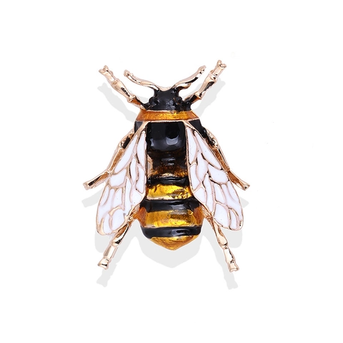 Broche de Abeja de Aleación Esmaltada para Mujer con Diamantes de Imitación Brillantes y Perla Artificial Insecto Alfiler de Solapa Joyería Decorativa