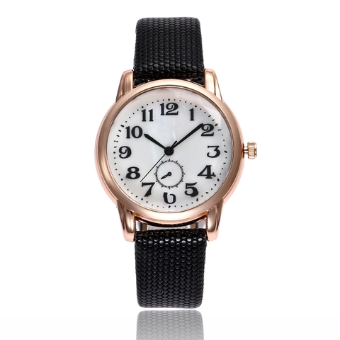 Fashion Women Quartz Watch Rose Gold Alloy Case Polka Dot Honeycomb Texture PU Leather Strap Arabic Numerals Dial Elegant