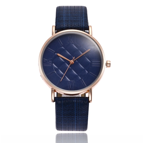 Ultra-Thin Women Quartz Watch Elegant Rose Gold Alloy Case Quilted Pattern Dial Roman Numerals PU Leather Strap Casual Wristwatch