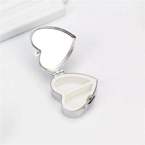 Portable Metal Pill Box Mini Medicine Organizer With Mirror Silver Compact Storage Case For Travel Round Heart Shape
