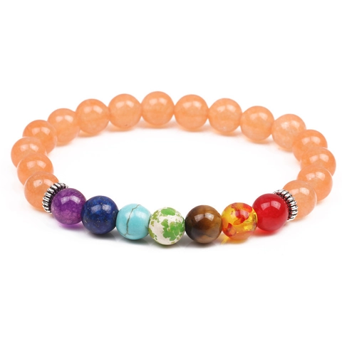 Bracciale Guarigione 7 Chakra Perle In Pietra Naturale Yoga Meditazione Elastico Gioielli Boho Uomini Donne