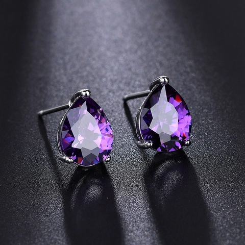 Boucles D'oreilles Puces En Zircone Cubique En Forme De Poire Cuivre Goutte D'eau Élégant Minimaliste Bijoux Pour Femmes