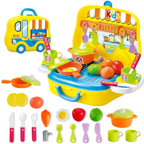 Kinder Rollenspiel Spielzeugkoffer Küche Arzt Make-Up Werkzeuge Simulation Rollenspiel Pädagogisches Geschenk Kunststoff