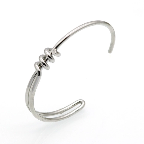 Edelstahl Manschette Armreif Armband Knoten Design Minimalistisch Offen Verstellbar Koreanischer Stil Schmuck Für Damen