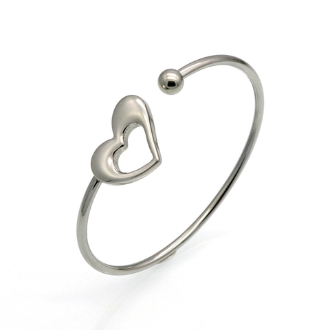 Hollow Heart Open Manschettenarmreif Armband Titan Edelstahl Minimalistischer Elastischer Modeschmuck Für Damen