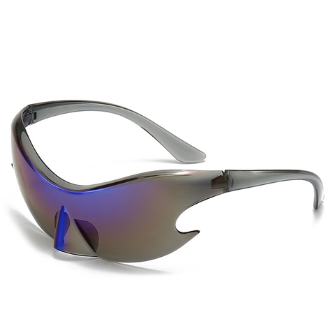 Occhiali Da Sole Y2K Punk Integrate Forma Di Fiamma Montura PC Policarbonato UV400 Occhiali Futuristici Per Donne Uomini