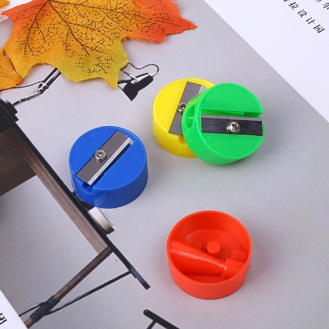 Mini Sacapuntas Manual Redondo Con Cuchilla De Metal Sacapuntas Portátil De Plástico Colores Mezclados Para Estudiantes Oficina Suministros Escolares