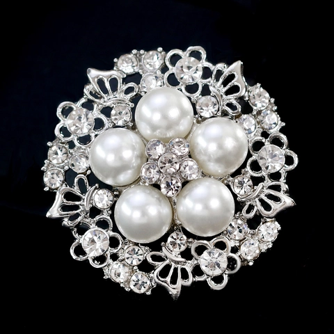 Vintage Legierung Blume Brosche Für Damen Mit Künstliche Perlen Strass Elegant Hohl Design Pin Für Hochzeit Party Geschenk