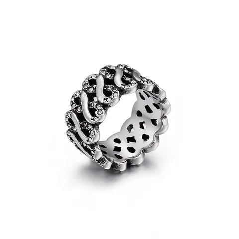 Vintage Infinity Band Ring Stainless Steel Micro Pave Zircon Punk Retro Hollow Out Jewelry For Women