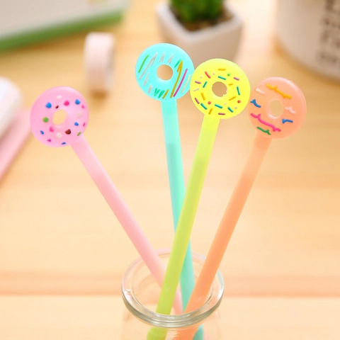 Donut Gelpennen Creatieve Siliconen Zoete Voedselvorm Kleurrijke Plastic Briefpapier Schrijfgereedschap Voor Studenten Kantoor Gift