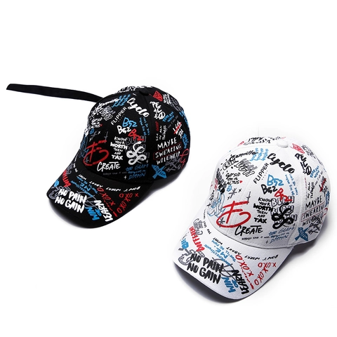 Cappello Da Baseball Graffiti Per Bambini Cotone Streetwear Hip Hop Cappello Da Sole Con Cinturino Lungo