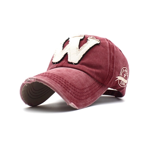 Casquette de Baseball en Coton Lavé Vintage pour Hommes Femmes Distressed Patch Lettre W Brodée Bord Effiloché Rétro Chapeau