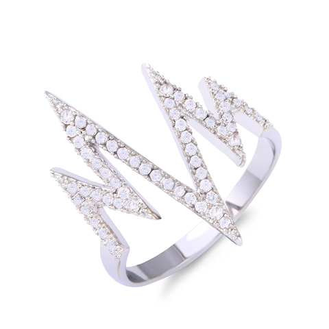 EKG Heartbeat Waveform Ring Copper With AAA Zircon Micro Pave Creative High End Trendy Fashion Jewelry For Women