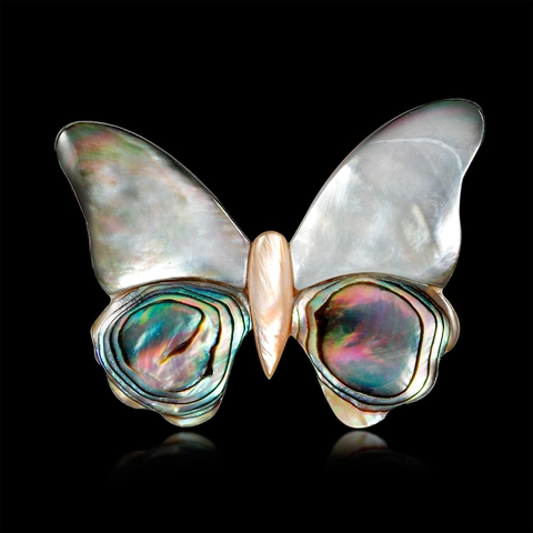 Broche de Mariposa de Concha de Abulón Natural Vintage para Mujer Nácar Incrustado Joyería de Moda Artesanal Alfiler de Solapa de Insecto Regalo