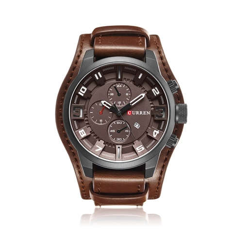 Reloj De Cuarzo Para Hombre Moda Negocios Deporte Pulsera De Cuero PU Con Calendario De Fecha Caja De Aleación Impermeable