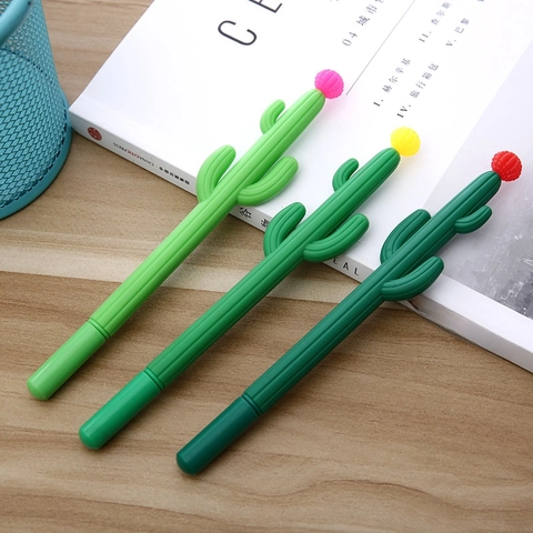 Stylos Gel En Forme De Cactus Design De Plante Créatif Plastique Encre Noire Bureau École Papeterie Nouveauté