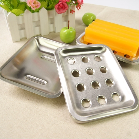 Stainless Steel Soap Dish Double Layer Drainage Holder For Bathroom Shower Modern Soap Tray Rustproof Removable Box