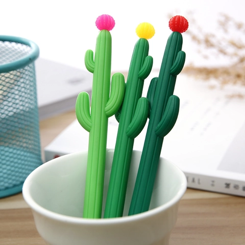 Stylos Gel En Forme De Cactus Design De Plante Créatif Plastique Encre Noire Bureau École Papeterie Nouveauté