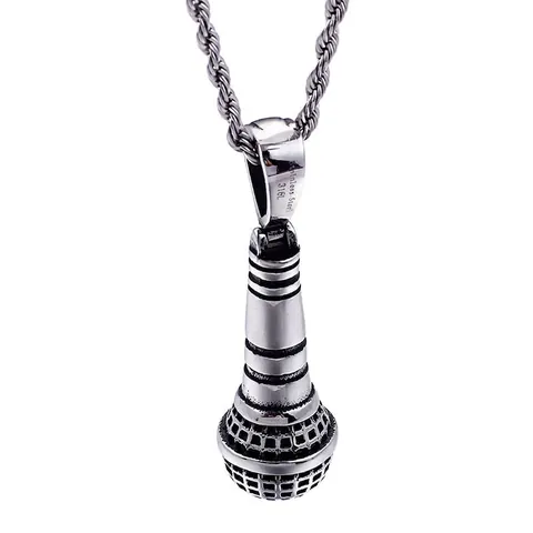 Colgante De Micrófono Retro Acero Inoxidable 316L Estilo Hip Hop Rock Punk Para Hombre Joyería Regalo