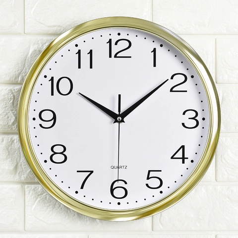 Minimalist Round Wall Clock Electroplated Plastic Quartz Silent Battery Operated For Living Room Bedroom Office Decorative
