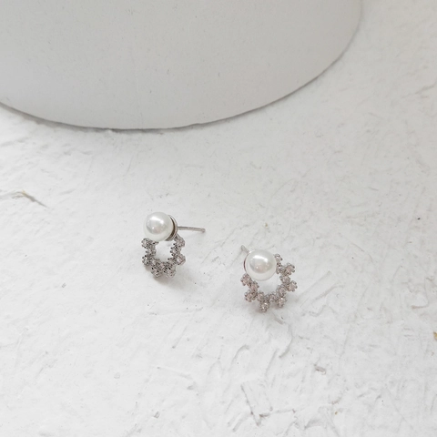 Schneeflocke Künstliche Perlenohrringe Mit 925 Sterling Silber Ohrstecker Zirkon Mikro Eingelegt Eleganter Schmuck Für Frauen