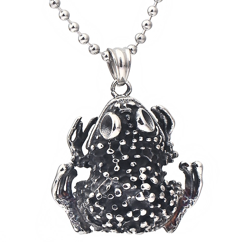 Collana Pendente Rana 316L Acciaio Inossidabile Vintage Invecchiato Rospo Animale Gotico Punk Streetwear Gioielli