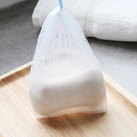 Sacchetto In Rete Per Schiuma Di Nylon Per Sapone Detergente Viso Lavaggio Corpo Coulisse Sacchetto Appeso